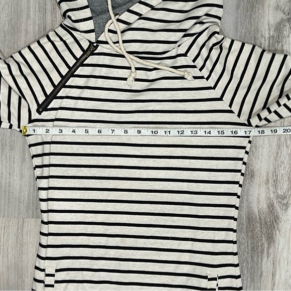 Ampersand Ave & Striped Double Hooded Sweatshirt Zipper Cotton Hoodie Size XS - Picture 3 of 7